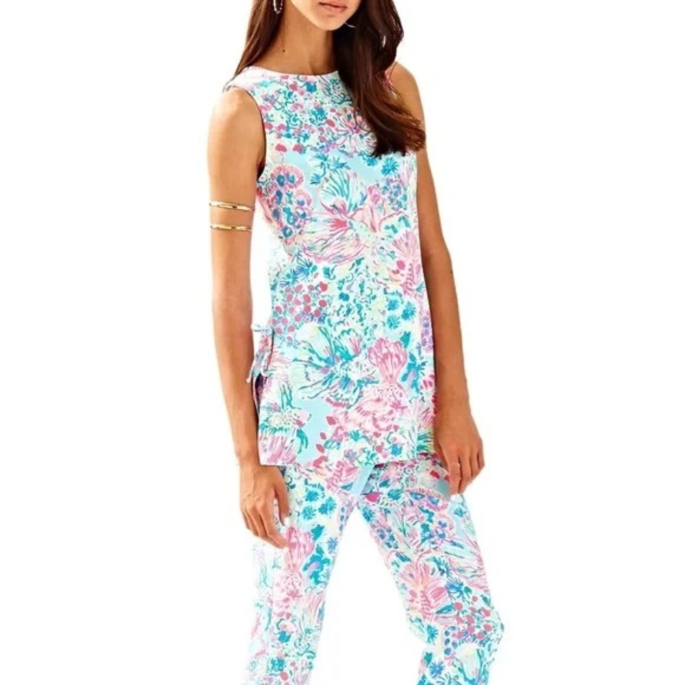 Lilly Pulitzer Donna Tunic Medium Top in Serene Blue Gypsea Koi Fish